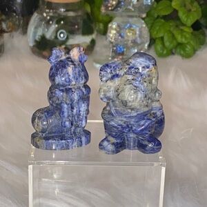 Sodalite Santa and Reindeer Boot Figurines Set